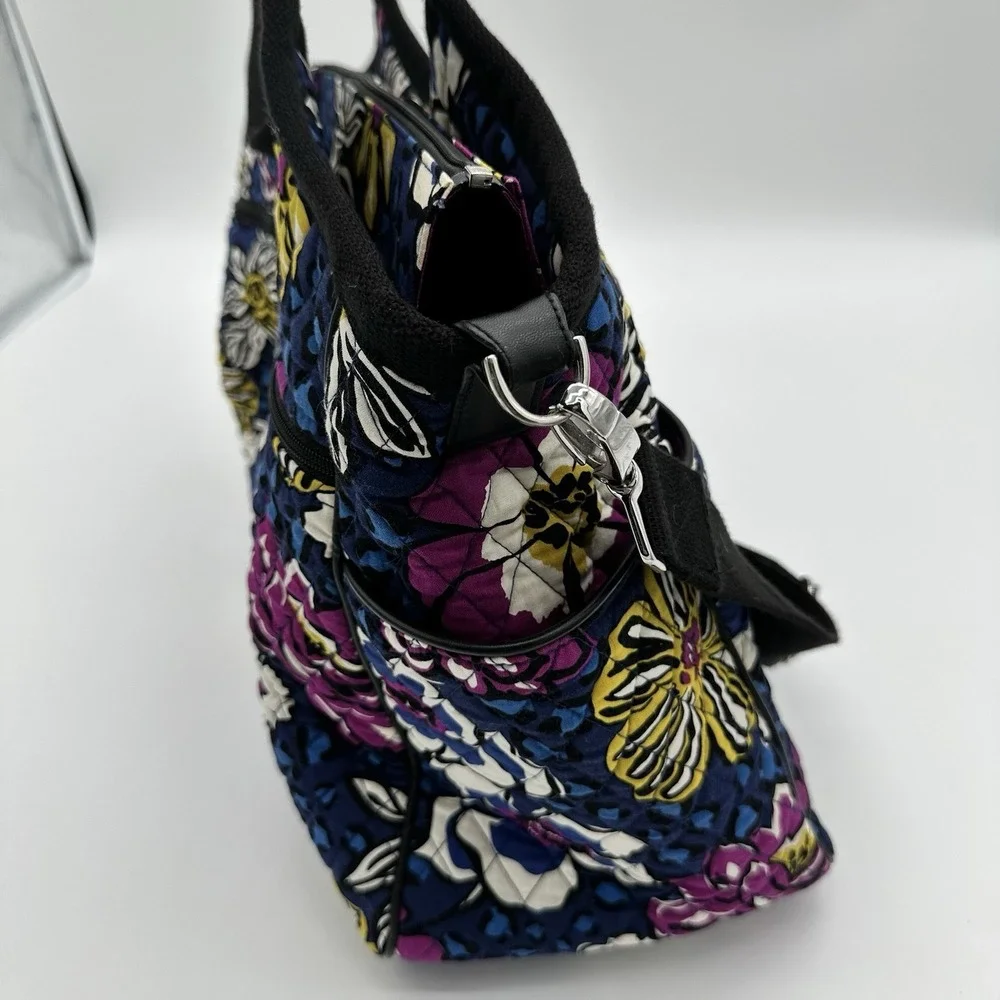 Vera Bradley‎ African Violet Floral Leopard Quilted Cotton Tote Crossbody Bag